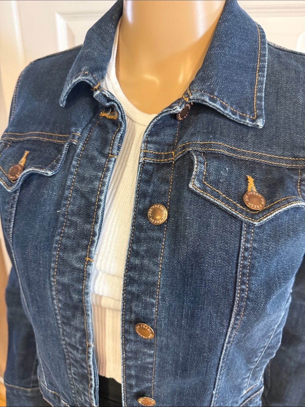 Joe Fresh Dark Blue Wash Denim Jacket XS Side Zips